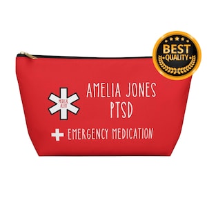 Medical Alert PTSD Emergency Medication Pouch, Personalized Meds Organizer Bag with Name, Custom Travel Pill Case, Health Storage Kit