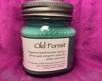 Vela de cera de soja de 8 oz. hecha a mano por Old Forest