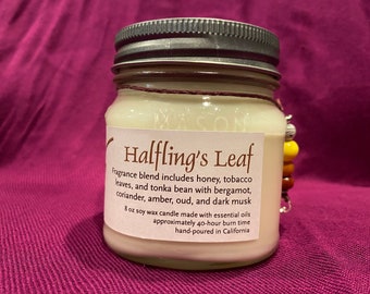 Halfling's Leaf handmade 8 oz. soy wax candle