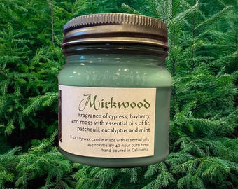 Mirkwood handmade 8 oz. soy wax candle