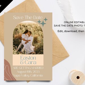Editable Save The Date, Save the date template, Boho Save the date wedding template, photo save the date, Editable Template, Save the date