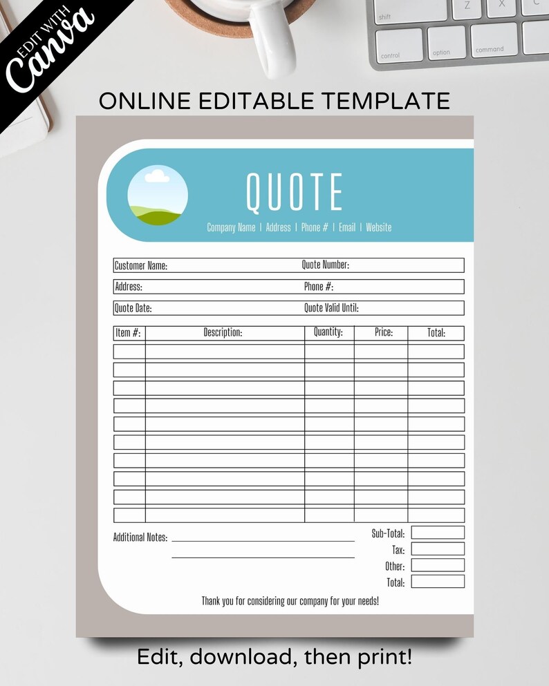 Editable Quote Template, Canva Editable Template, Quote Template