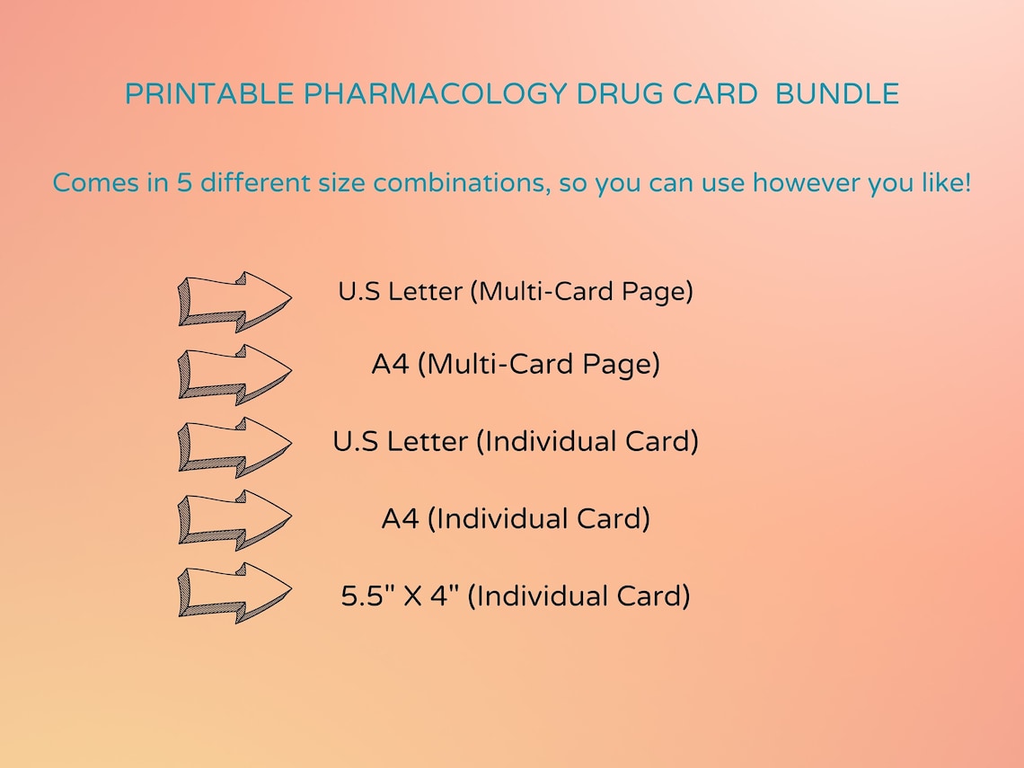 Printable Pharmacology Flash Card, Pharmacology Drug Card, Pharmacology