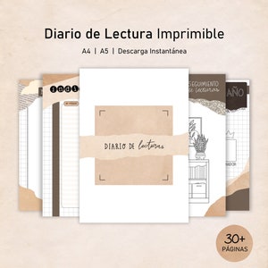 Diario de Lecturas Imprimible, Reading Journal para Imprimir, Metas y Retos de Lectura, Bingo Lector, Reseñas, A4/A5, en ESPAÑOL