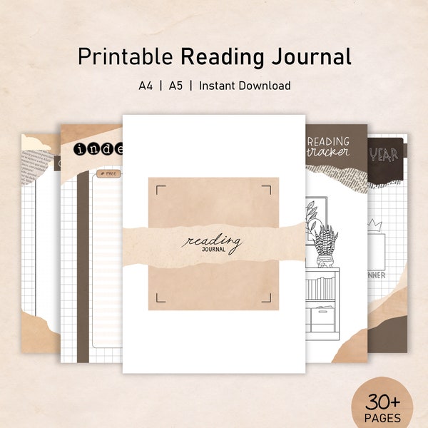 Diario de Lecturas Imprimible, Reading Journal para Imprimir, Metas y Retos de Lectura, Bingo Lector, Reseñas, A4/A5, en INGLÉS