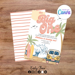 The Big One- Invitación de cumpleaños a la fiesta de surf