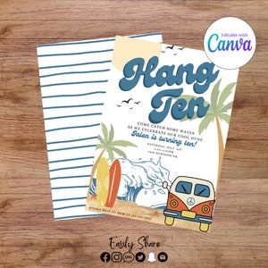 Hang Ten- Surf Birthday Invitation