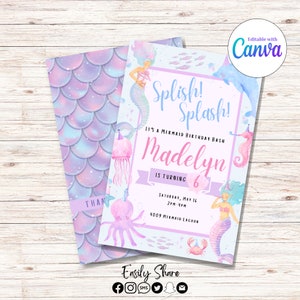 Splish Splash Mermaid Birthday Invitation