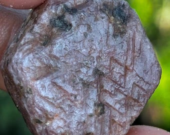 Raw Ruby Record Keeper Crystal: Hexagon Formation, Sacred Geometry (143 Carat)