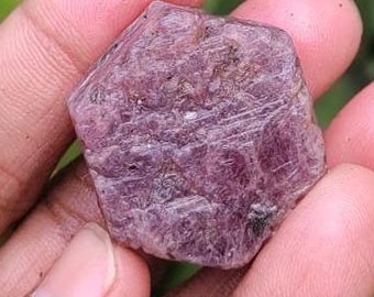 Natural hexagonal ruby specimen from India - with "record keeper" triangles - ct-177