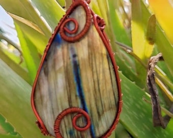 Natural Labradorite Gemstone Pendant: Hand Polished Pear Stone (52X32)MM