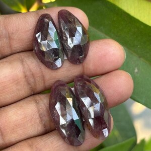 Natural Pear Rose Cut Ruby Cabochon: Red Pink Gemstone (13x20, 12x15 MM)