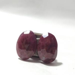 Par de piedras preciosas de rubí natural: cabujón facetado AAA de talla rosa, 12 quilates