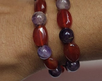 Pulsera maniya de cuentas multicolores de piedras preciosas naturales, pulsera envolvente hecha a mano para hombres y mujeres, carat-146-