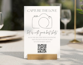 Wedding QR Code Sign Capture the Love, Editable Custom QR Code Photo Album Sign Template, Printable Picture Sharing Sign, Instant Download