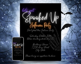 Fun Halloween Party Invitation, Adult Halloween Invite, Costume Party Evite, Editable Invitation Template, Digital Phone Invite, Printable