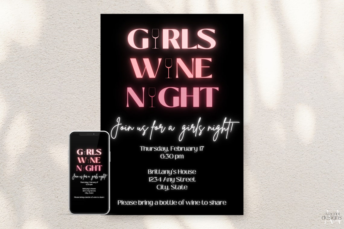 Girls Night Invite, Girls Night in Invitation Template, Ladies Night ...