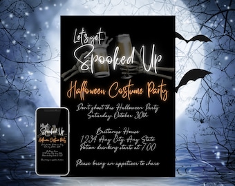 Adult Halloween Party Invitation, Fun Halloween Costume Party Invite, Editable Halloween Evite, DIY Digital Invitation Template, Printable
