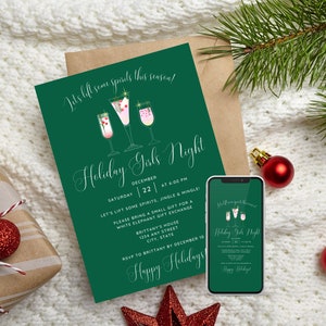 Holiday Girls Night Invite, Christmas Girls Night Gift Exchange Party, Holiday Cocktail Party, Girls Gift Swap, Digital Invitation Template