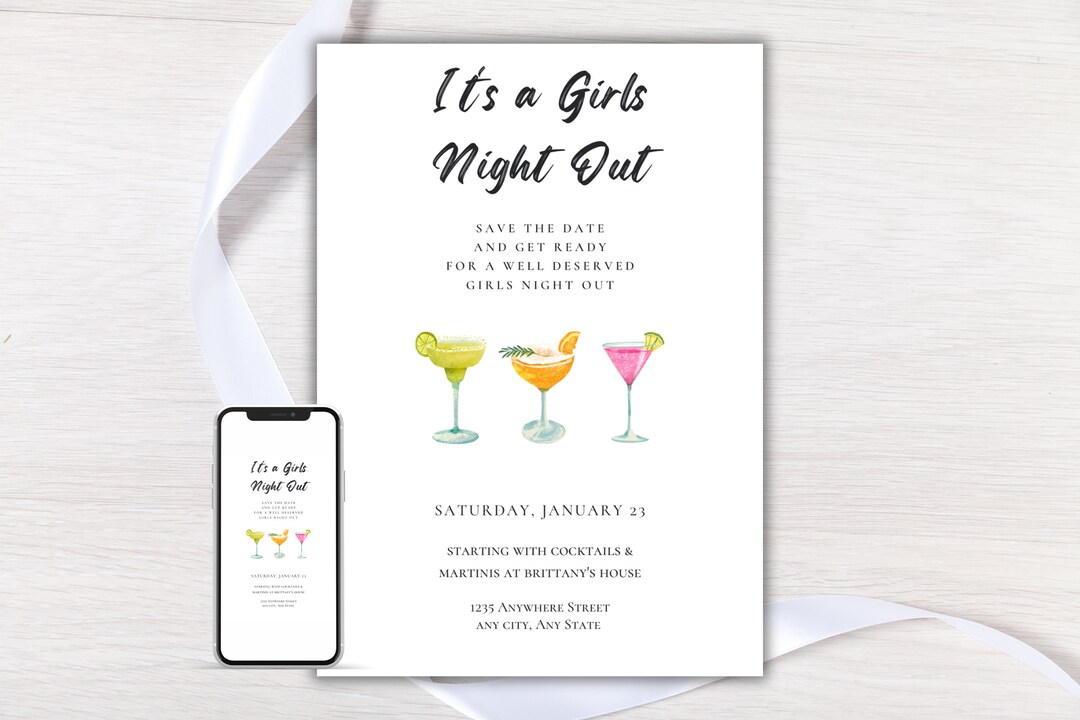 Girls Night Invitation Ladies Night Invite Editable Girls - Etsy