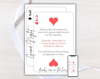 Game Night Invitation: Poker Night, Cards Game, Couples Game Night (Editable Template - Digital Invite or Printable)