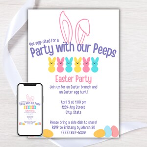 Easter Invitation, Easter Brunch Invite, Editable Easter Egg Hunt Invitation, Easter Party Invite Digital Invitation Template, DIY Download