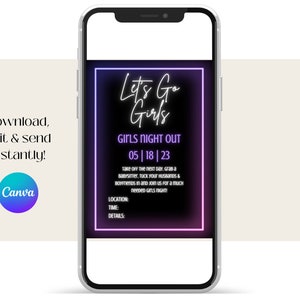 Text message invitation displayed on a mobile phone. Download, edit your invitation template with Canva & send this invitation instantly via text message invite, e-mail, social media & more!
