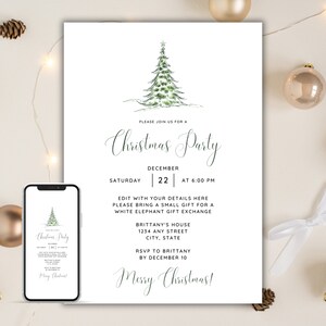 Christmas Party Invite, Holiday Party Invite, Editable Christmas Party Evite, Christmas Dinner Party Digital Invitation Template Download