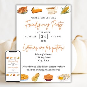 Friendsgiving Invite, Funny Friendsgiving Party Invite, Fun Friendsgiving Dinner Potluck, Editable Friendsgiving Digital Invitation Template