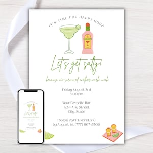 Happy Hour Invitation, Work Happy Hour Invite, Editable Happy Hour Evite, Margarita Party, Cocktail Party, Girls Night Out Phone Invite