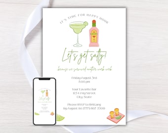 Happy Hour Invitation, Work Happy Hour Invite, Editable Happy Hour Evite, Margarita Party, Cocktail Party, Girls Night Out Phone Invite
