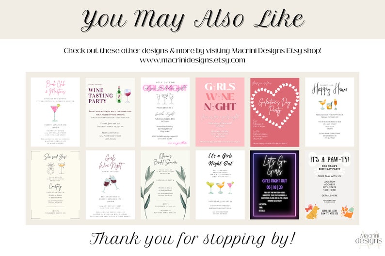 Additional invitations you may also like available at Macrini Designs Etsy shop