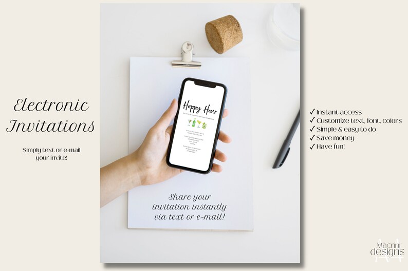 Work Happy Hour Invite, Editable Happy Hour Invitation, Digital Happy