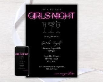 Girls Night Invite, Ladies Night Invite, Girls Night Out, Editable Galentine's Day Invite, Moms Night Out, Digital Invitation Template
