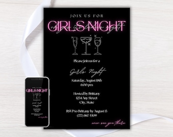 Girls Night Invite, Galentines Party Invite, Wine Night Invite, Ladies Night Invite, Galentines Day Party, Digital Invitation Template