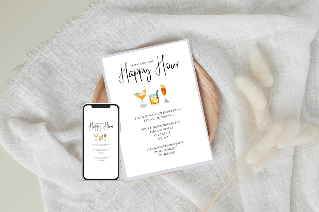 Happy Hour Invitation Template Work Happy Hour Invite Etsy