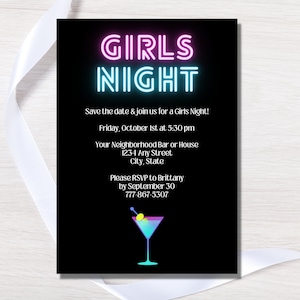 Martini Girls Night Invite, Ladies Night, Fun Girls Night Out, Moms Night Out, Cocktail Invitation, Editable Template, Digital Invitation