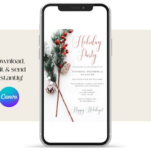 Invitation displayed on a mobile phone. Download, edit with Canva & send this invitation instantly.
