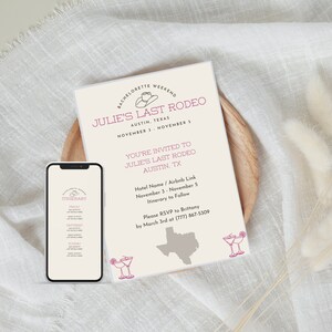 Texas Bachelorette Party Invitation &amp; Weekend Itinerary, Last Rodeo ...
