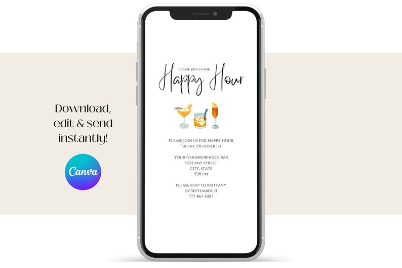Happy Hour Invitation Work Happy Hour Invite Digital Happy - Etsy