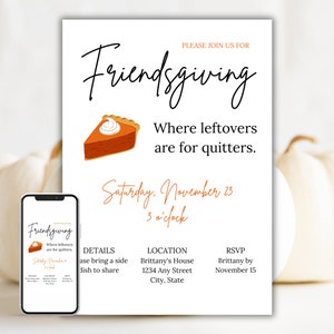 Friendsgiving Invite, Funny Friendsgiving Evite, Thanksgiving Potluck, Friendsgiving Potluck Invite, Friendsgiving Digital Invite Template
