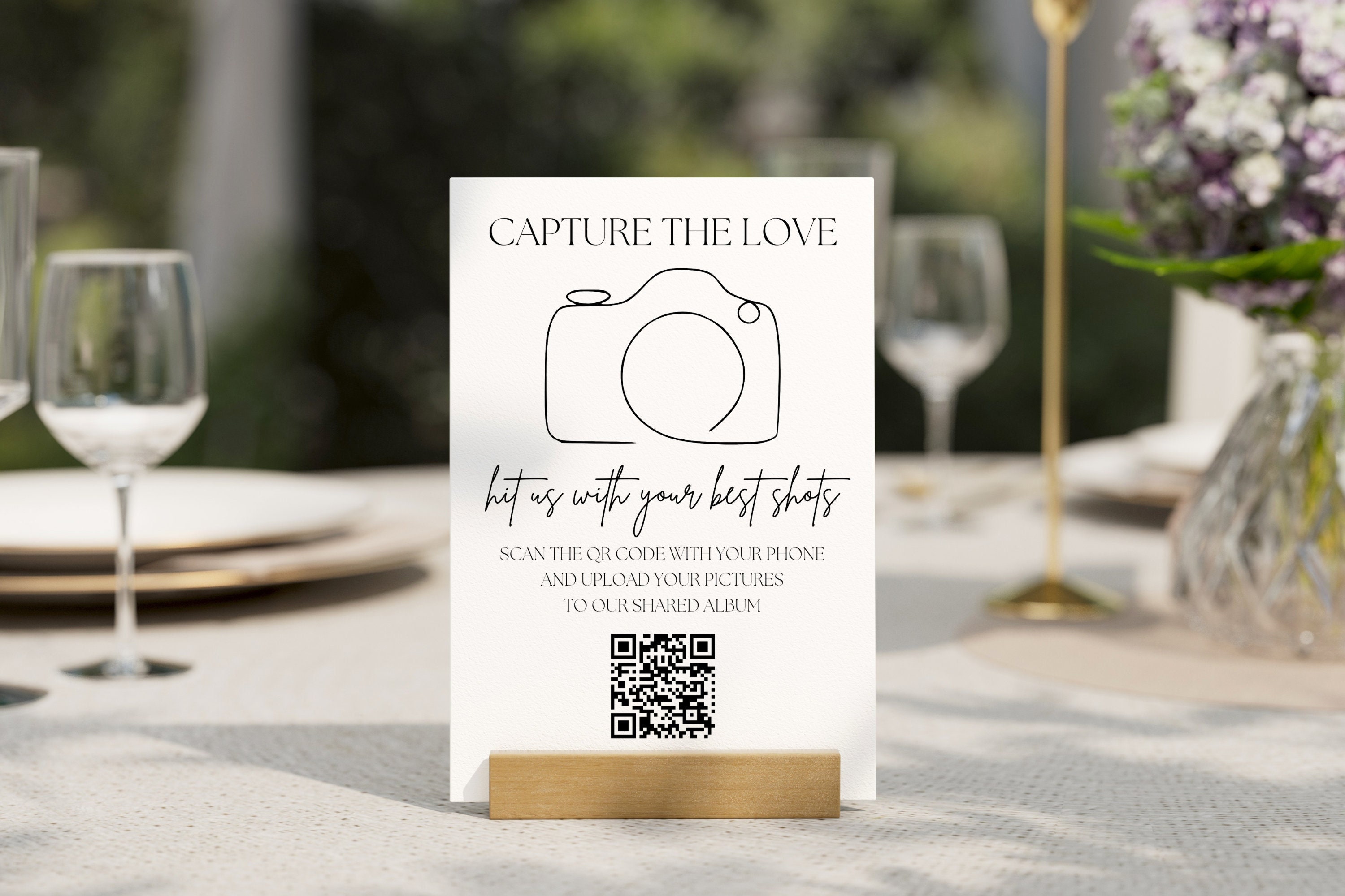 Wedding QR Code Shared Photo Album Sign: Photo Sharing (editable