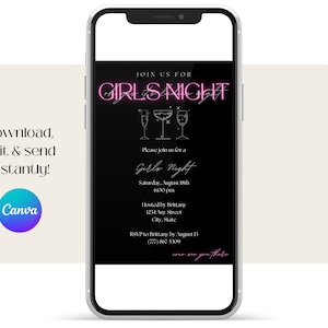 Invitation displayed on a mobile phone. Download, edit with Canva & send this invitation instantly.