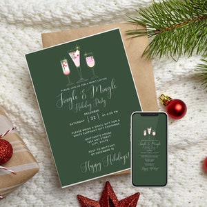 Editable Christmas Party Invitation, Christmas Cocktail Party Invite, Holiday Party Invitation, Christmas Evite, Holiday Cocktail Party