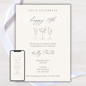 50th Birthday Party Invitation, 50th Birthday Party Invite for Her, Custom Editable 50 Birthday Party Evite, Mobile Phone Invite, Printable