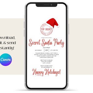 Invitation displayed on a mobile phone. Download, edit with Canva & send this invitation instantly.