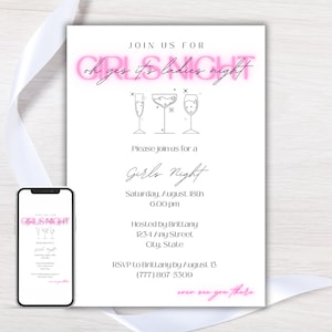 Girls Night Invite, Ladies Night Invite, Girls Night Out Invitation Template, Editable Galentine&#39;s Day Invite, Moms Night Out Digital Invite