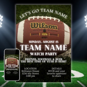 Football Watch Party Invitation, Tailgate Party, Gameday Party Invite, Super Bowl Party, College Football Party, Digital Invitation Template