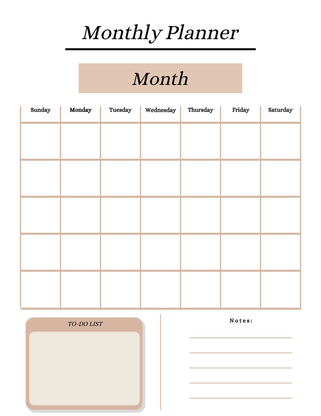 Monthly Planner Template Etsy Monthly Planner Template Etsy