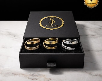 18k Gold Plated Ayatul Kursi Islamic Ring | Adjustable Ring Islamic Jewellery | Arabic Engraved Ring | Quran Eid Gift